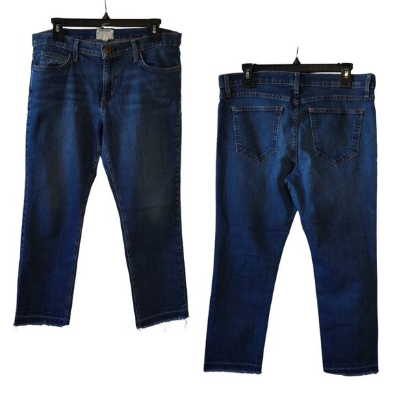 Current/Elliott, Cropped Raw Hem Straight Jeans, Vertigo, Blue - Picture 2 of 6